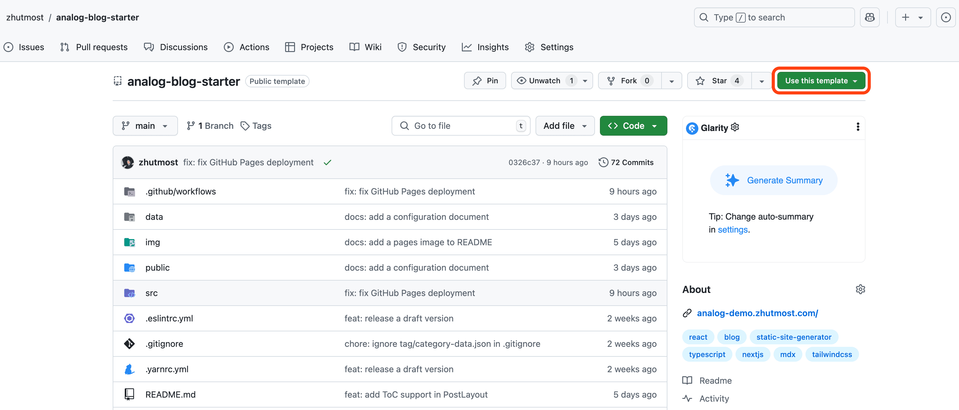 Screenshot of GitHub Pages deployment - step 1
